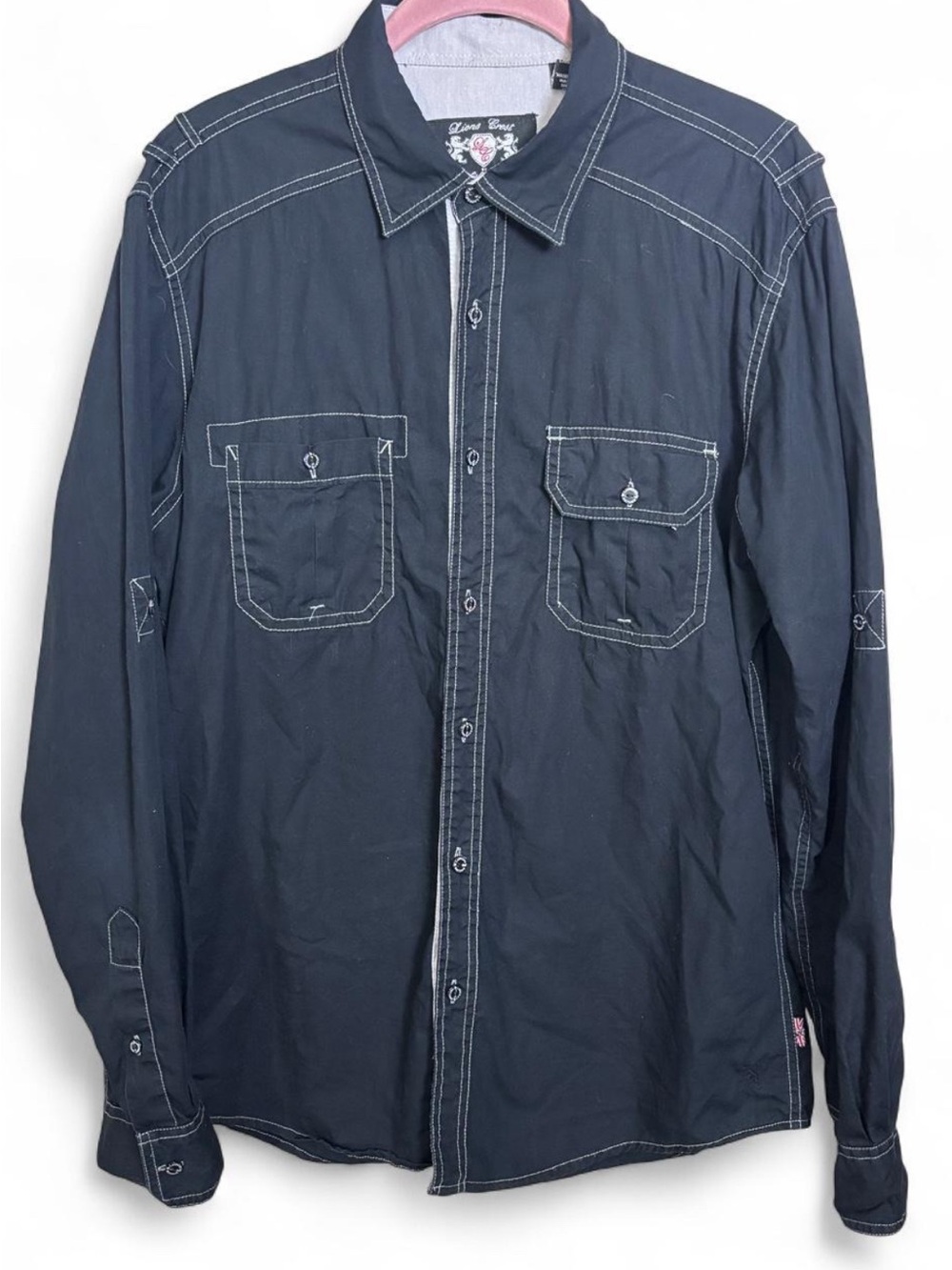 English Laundry Medium Men’s Cotton Black Button Up Long Sleeve
